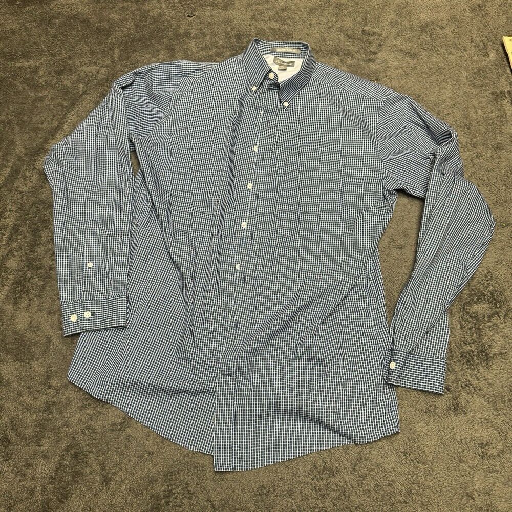 Eddie Bauer Mens Size TL Button Front Long Sleeve Casual Shirt Blue Gray